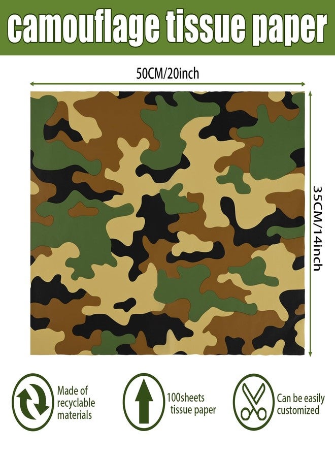 Bolsome 100 Sheets 20 * 14 Inches Camo Tissue Paper for Gift Wrapping, Green Black Camouflage Tissue Paper for Gift Bags for Birthday Camping Themed Party Retirement Hunting Party DIY Craft - Image 2